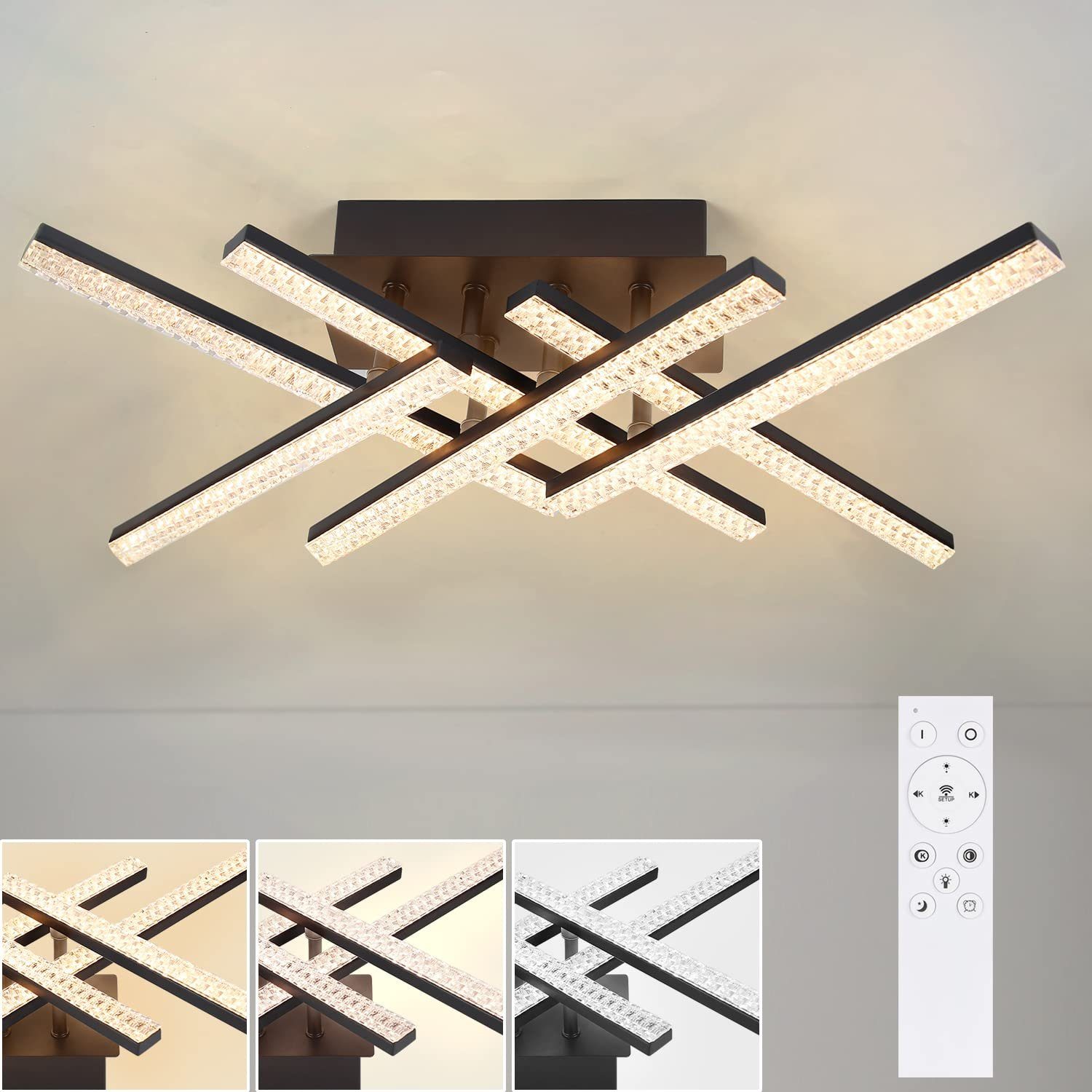 NETTLIFE LED kattovalaisin 50cm musta Kaukosäätimellä